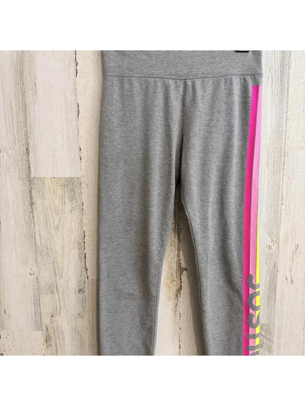 Justice Girls Medium (10) Gray Leggings with Neon Side Stripe Logo